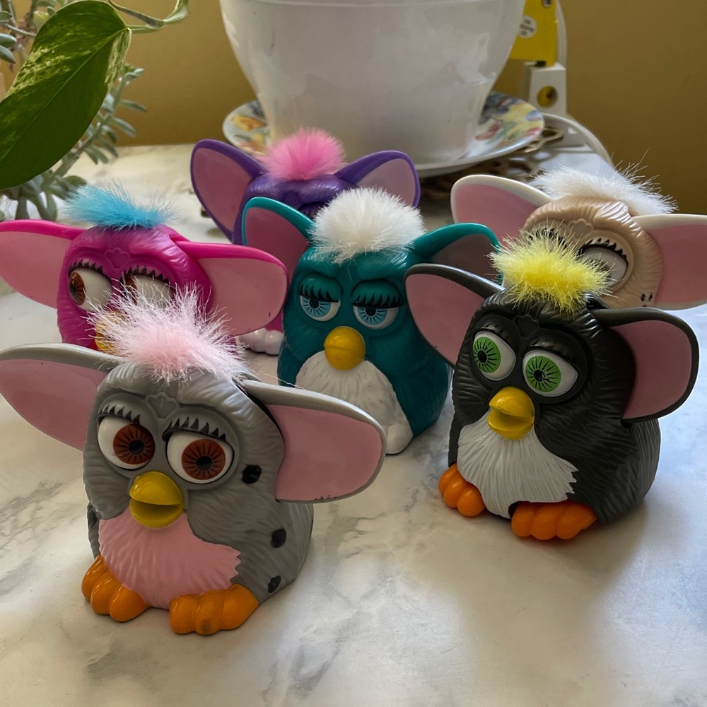 FURBY Toy LOT OF 6 Plastic McDonalds Happy Meal From 1998